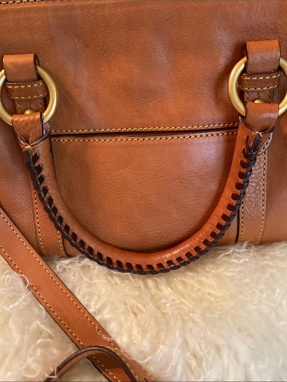 Dooney & Bourke Florentine Tan Leather Satchel - Picture 6 of 9